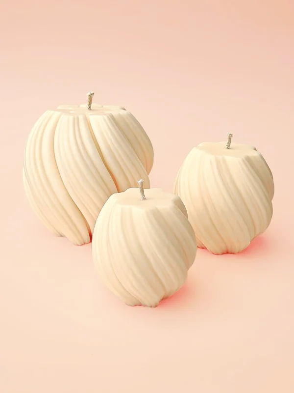Bougie décorative blanche en forme spiralée Hula Hoop, cire végétale de colza artisanale